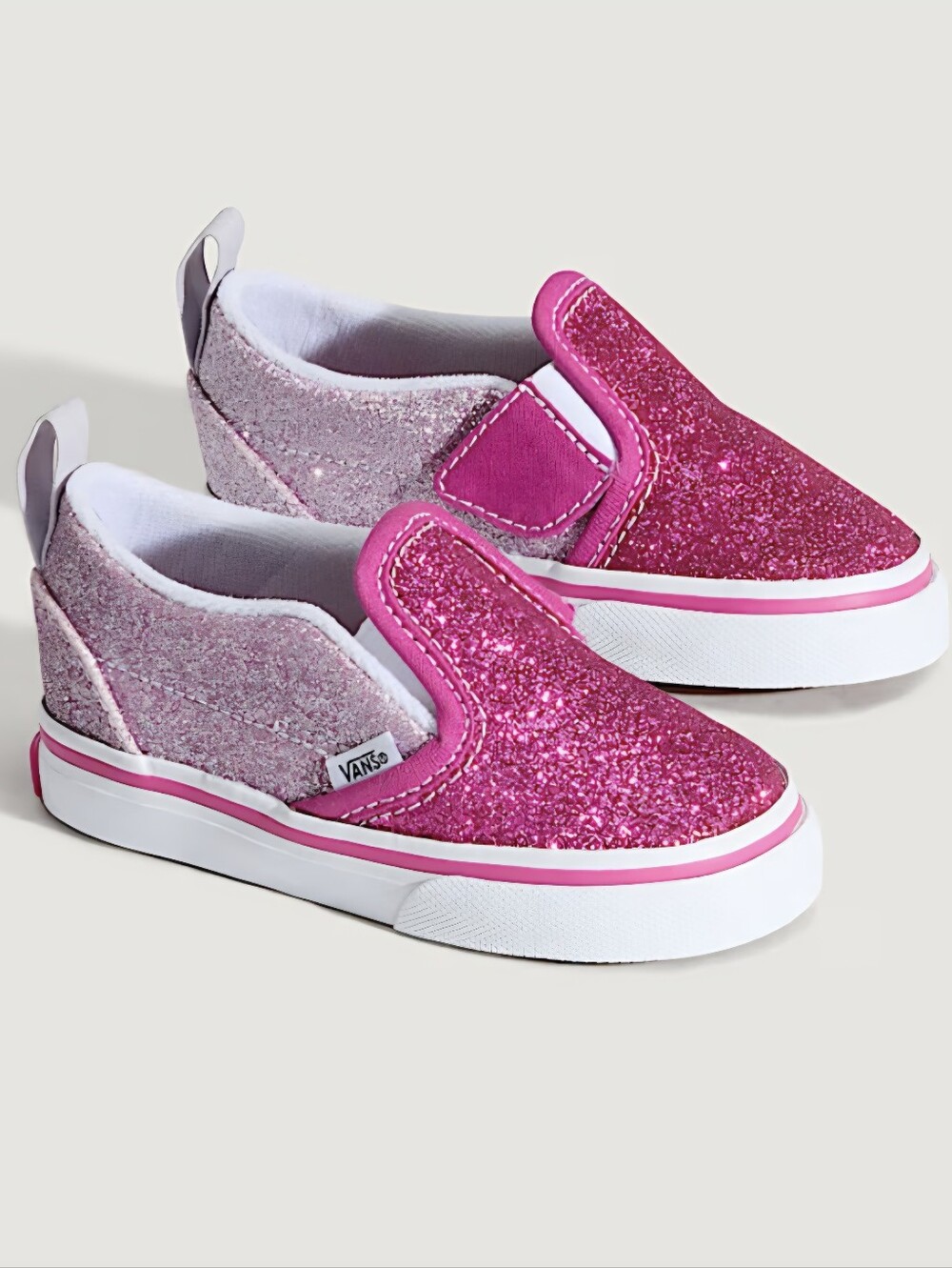 Vans Toddler Classic Slip-On V Shoe in Raspberry Glitter Rose Pink Size 9 NIB